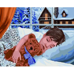 ( SOLDES, Article arrêté ) Kit de peinture par numéros Wizardi Sommeil d'hiver 40x50 cm L032