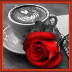 Роза и кофе 25*25 см AM1773