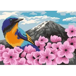 Wizardi painting by number kit. Sakura 16x13 cm MINI124