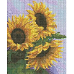 Deimantų tapybos rinkinys "3 saulėgrąžos" 24*30 cm AM1454