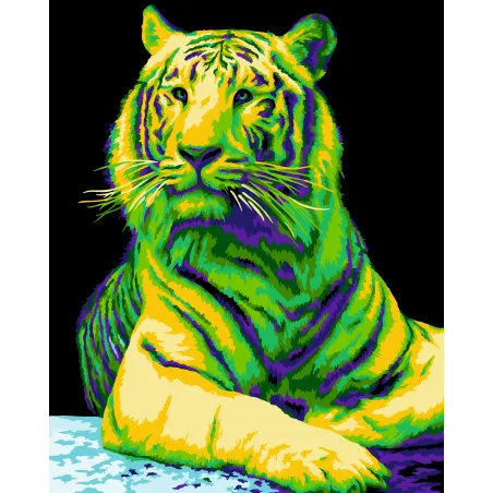 (SALE) Painting by numbers kit. H139 Neon Tiger 40*50