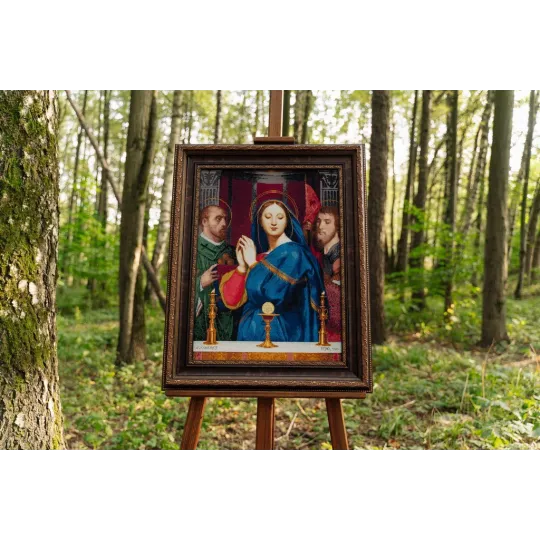 Kit de point de croix "La Madone devant le calice avec le sacrement 1841" 57 x 41,5 cm S/MK062