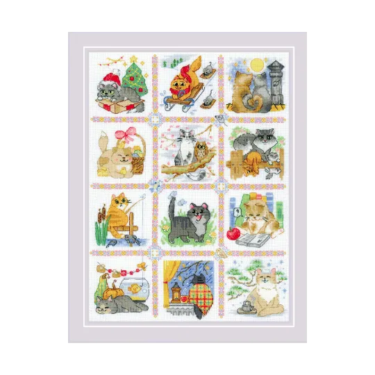 Cross stitch kit Cat Calendar 30x40 SR2136