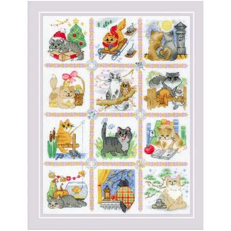 Cross stitch kit Cat Calendar 30x40 SR2136