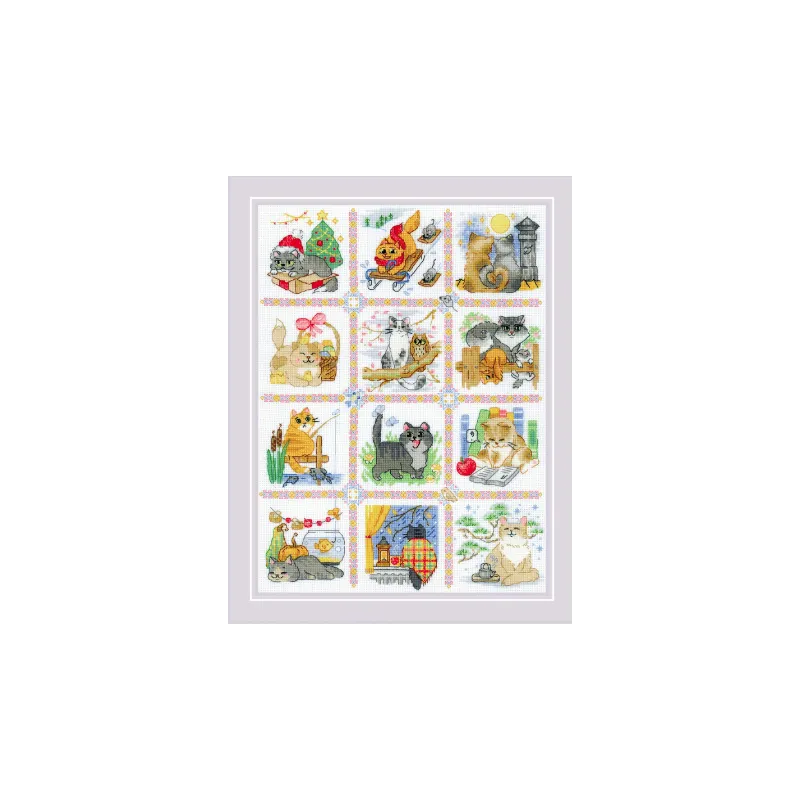 Cross stitch kit Cat Calendar 30x40 SR2136