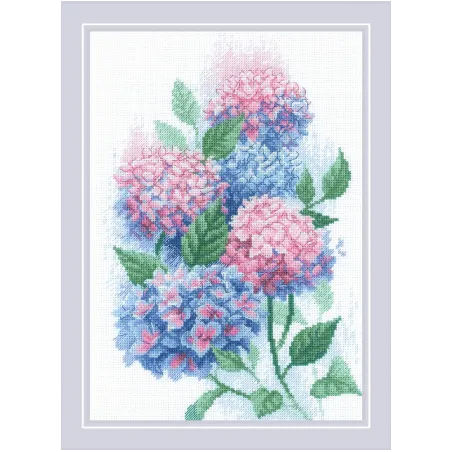 Siuvinėjimo kryželiu rinkinys Graceful Hydrangeas 21x30 SR2139