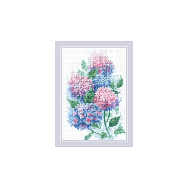 Siuvinėjimo kryželiu rinkinys Graceful Hydrangeas 21x30 SR2139