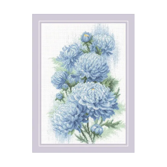 Kit point de croix Chrysanthèmes délicats 21x30 SR2140