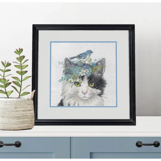 Kreuzstich-Set "Katze mit Blumenkrone" D70-35433
