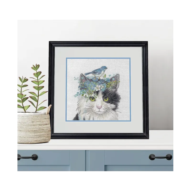 Kreuzstich-Set "Katze mit Blumenkrone" D70-35433