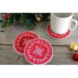 Cross stitch kit on the felt "Winter patterns. Set for serving glasses. 4 pieces" ST-1013