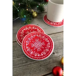 Kit de point de croix sur feutre «Motifs hivernaux. Ensemble pour verres à servir. 4 pièces» ST-1013