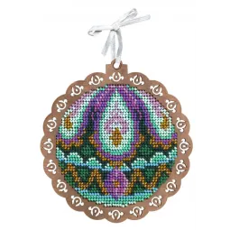 Broderie de perles sur socle en bois "Charme paon" SO-087
