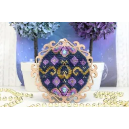 Beaded embroidery on wooden base "Evening Symphony" SO-088
