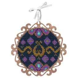 Broderie perlée sur base en bois "Symphonie du soir" SO-088