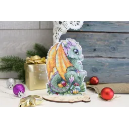 Kit de point de croix sur toile plastique "Dragon du Nouvel An" 13x9 cm SR-904