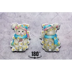 Cross stitch kit on the plastic canvas "New Year's bunny" 12x9 cm SR-915