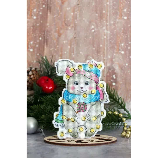 Kit de point de croix sur la toile plastique "Lapin du Nouvel An" 12x9 cm SR-915