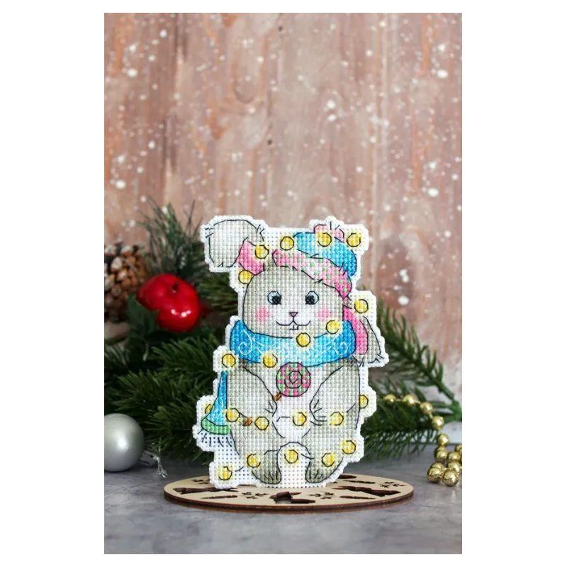 Kit de point de croix sur la toile plastique "Lapin du Nouvel An" 12x9 cm SR-915