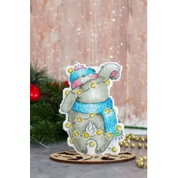 Cross stitch kit on the plastic canvas "New Year's bunny" 12x9 cm SR-915