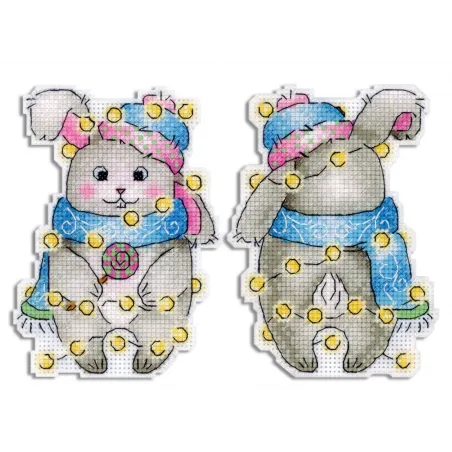 Kit de point de croix sur la toile plastique "Lapin du Nouvel An" 12x9 cm SR-915
