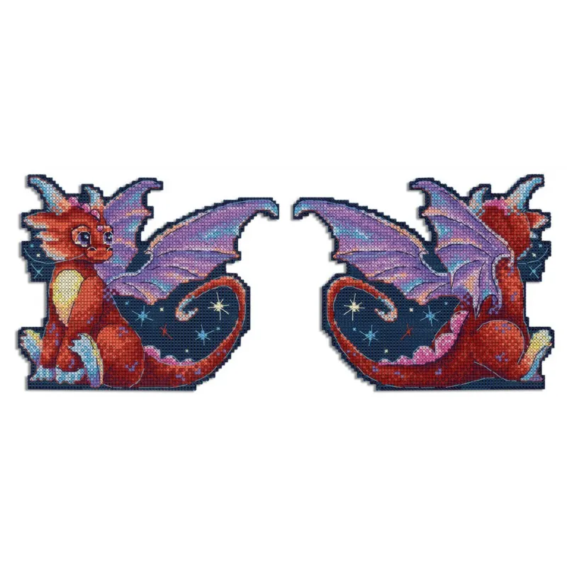 Kreuzstich-Set auf der Kunststoff-Leinwand "Midnight Dragon" 12x15 cm SR-889