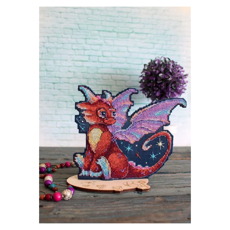 Kreuzstich-Set auf der Kunststoff-Leinwand "Midnight Dragon" 12x15 cm SR-889