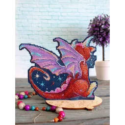 Cross stitch kit on the plastic canvas "Midnight Dragon" 12x15 cm SR-889