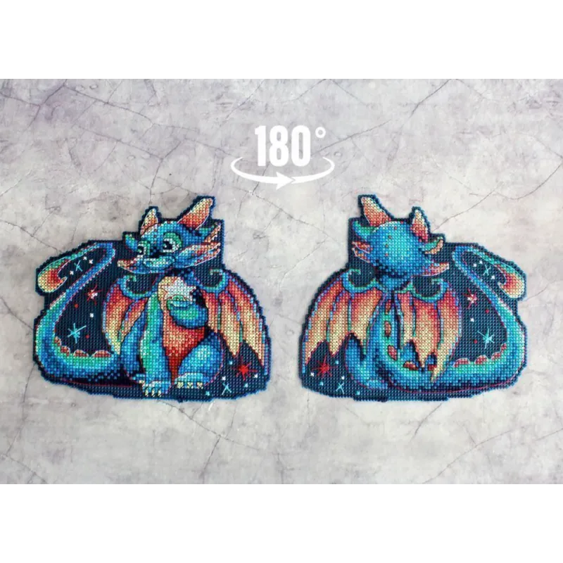 Kit de point de croix sur canevas plastique "Twilight Dragon" 15x12 cm SR-890