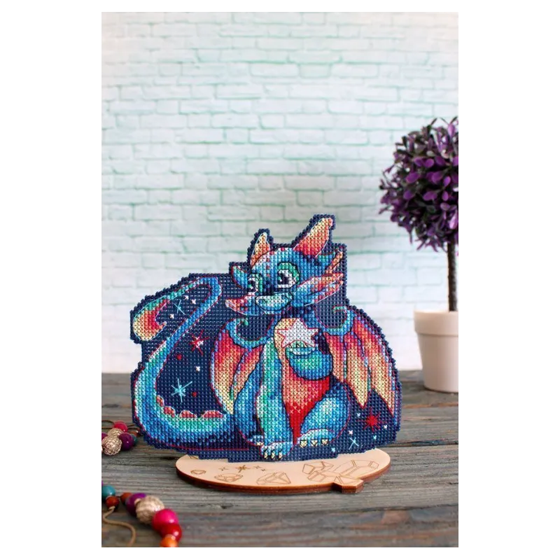 Kit de point de croix sur canevas plastique "Twilight Dragon" 15x12 cm SR-890