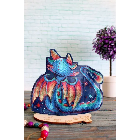 Kreuzstich-Set auf Kunststoff-Canvas "Twilight Dragon" 15x12 cm SR-890