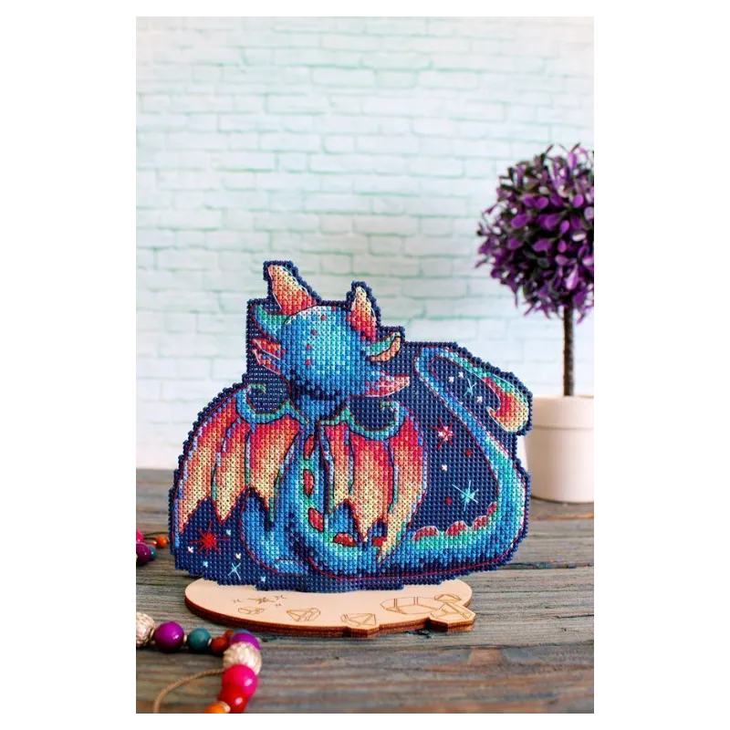 Kit de point de croix sur canevas plastique "Twilight Dragon" 15x12 cm SR-890