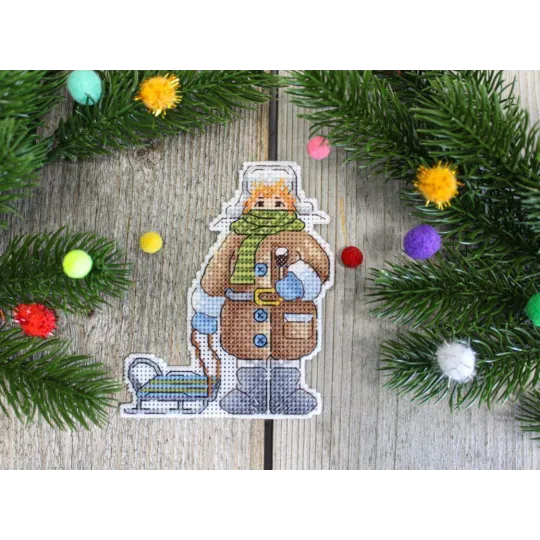 Kit de point de croix sur canevas plastique "Garçon d'hiver" SR-912