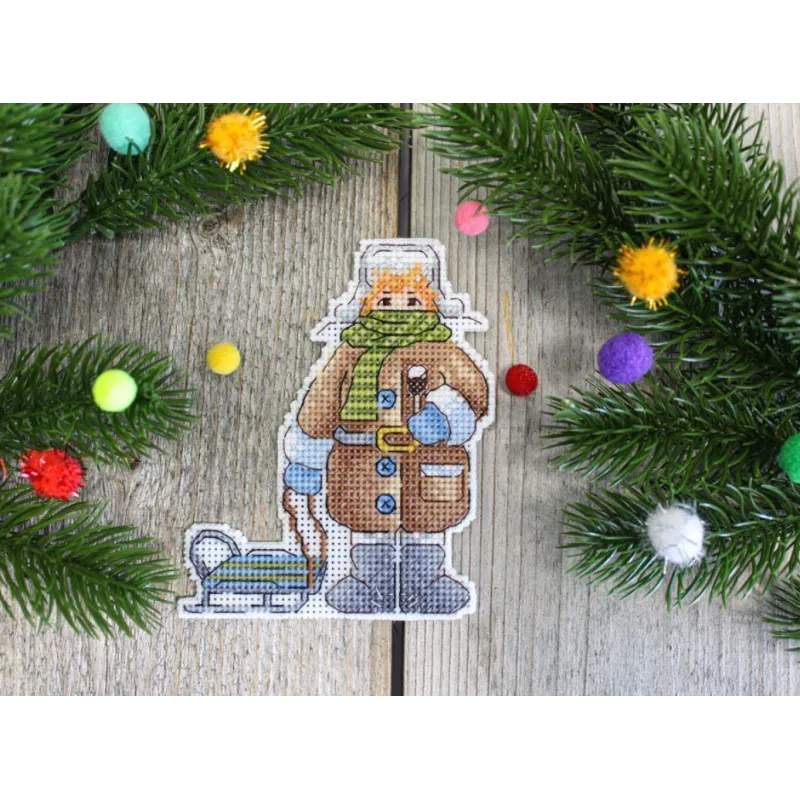 Kit de point de croix sur canevas plastique "Garçon d'hiver" SR-912
