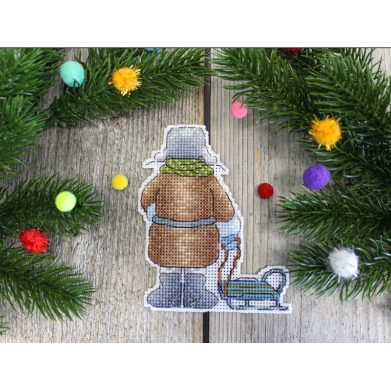 Kit de point de croix sur canevas plastique "Garçon d'hiver" SR-912