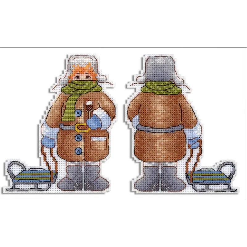 Kit de point de croix sur canevas plastique "Garçon d'hiver" SR-912