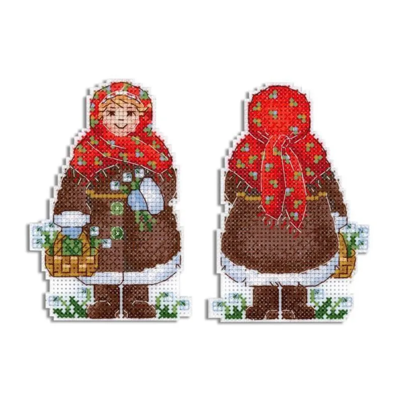 Kreuzstich-Set auf Kunststoff-Leinwand "Wintermädchen" SR-913