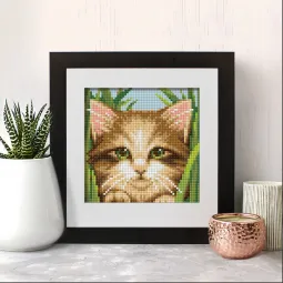 Deimantų tapybos rinkinys Green-eye Cat 15х15 cm AM1640