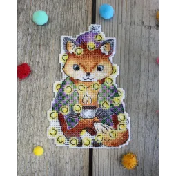 Kreuzstich-Set auf Plastik-Canvas "Weihnachtsfuchs" SR-914