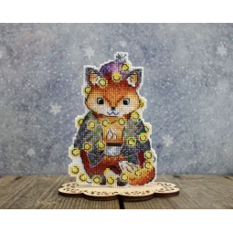 Kreuzstich-Set auf Plastik-Canvas "Weihnachtsfuchs" SR-914