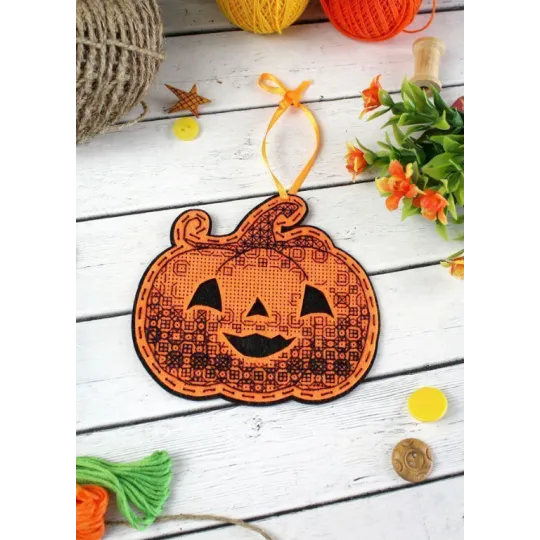 Cross stitch kit on the felt "Pumpkin with patterns" ST-1015