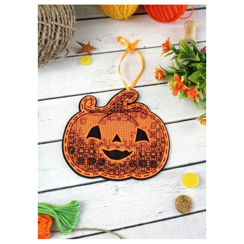 Cross stitch kit on the felt "Pumpkin with patterns" ST-1015