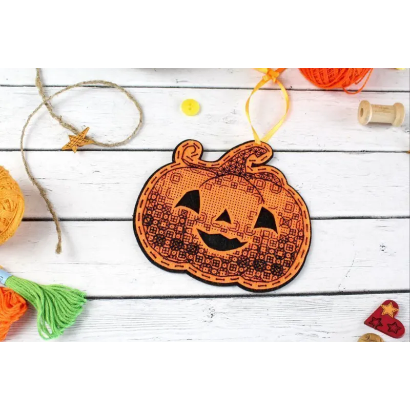 Cross stitch kit on the felt "Pumpkin with patterns" ST-1015