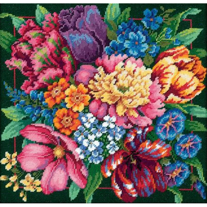 Kit de point de croix "Floral Splendor" 36x36cm D72-120011