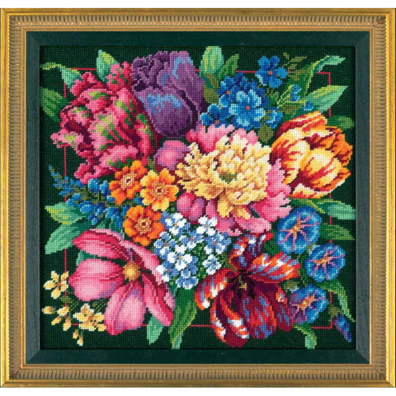 Siuvinėjimo kryželiu rinkinys "Floral Splendor" 36x36cm D72-120011