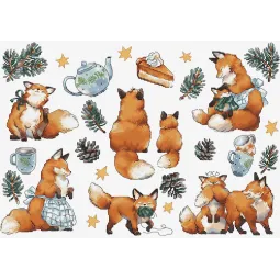Kryželiu siuvinėjimo rinkinys "Foxy New Year" 39x27cm SLETIL8802
