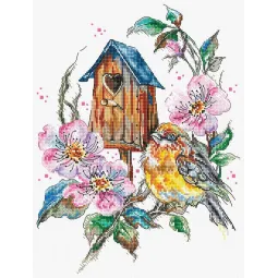 Cross stitch kit "Feathery Wonder" 20x27cm SLETIL8996