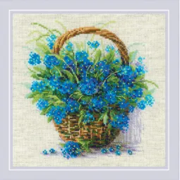 Kit de point de croix « Myosotis dans un panier » 22x22 cm SR2170
