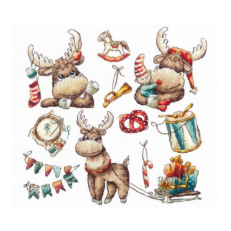 Sampler. Festive moose SANS-63