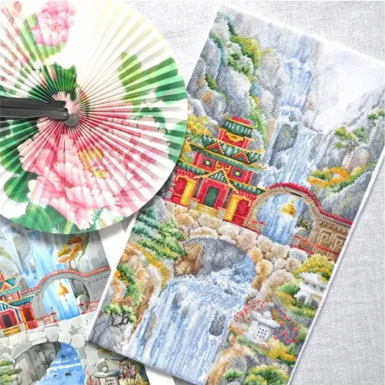 Cross-stitch kit "Waterfall temple" SANV-39